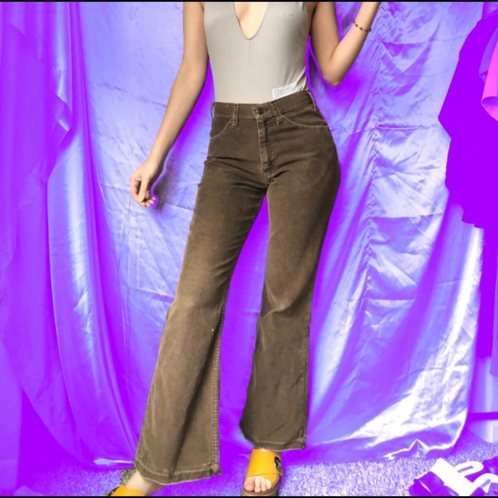 High Waisted Brown Corduroy Flare Pants